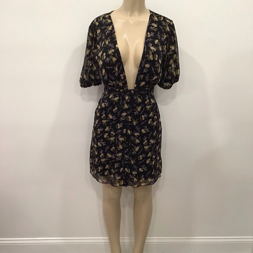 ASOS DESIGN‎ Women's Floral Print Mini Dress Size 6 Black Multicolor NWT No Belt